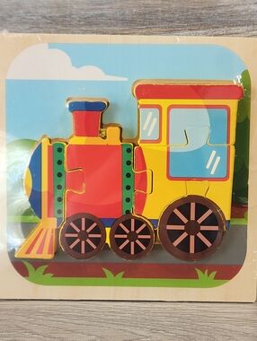 New Train Wooden Puzzle Sealed Approximately 6 inch